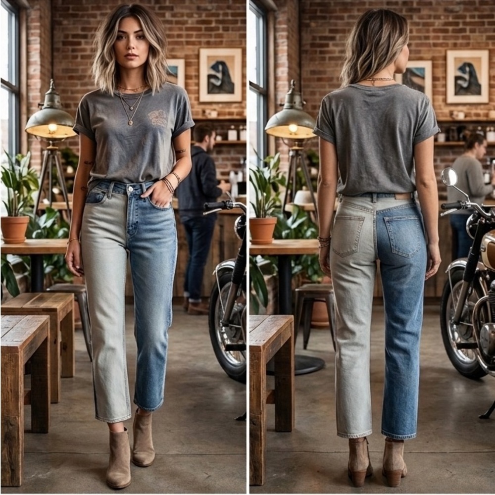 Current/Elliot "The Vanessa" Cropped Jeans in Two Faces